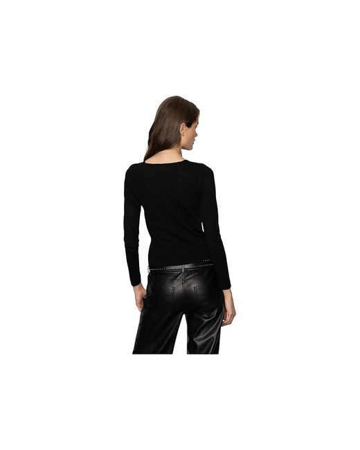 Sanctuary Black Long Sleeve Shoulder Twist Top Clothing Xs (Us 2) Nylon/Polyester/Wool