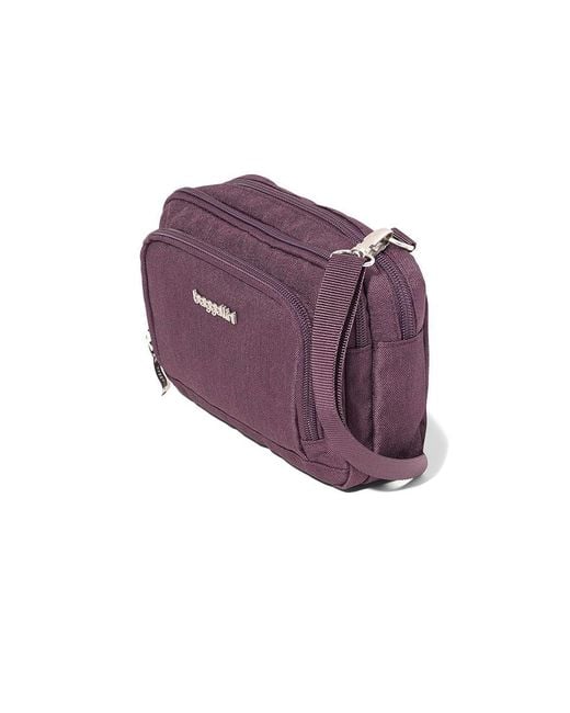 Baggallini Purple Trifecta Rfid Wallet Crossbody Cross Body Handbags, Nylon