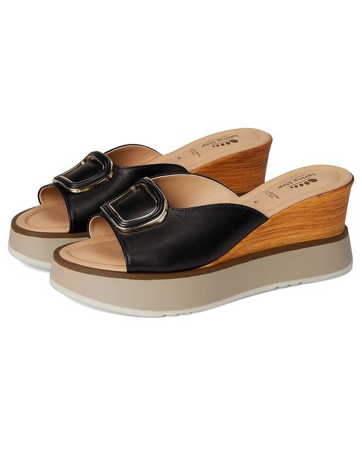 Spring Step Black Newwell Sandals, Leather