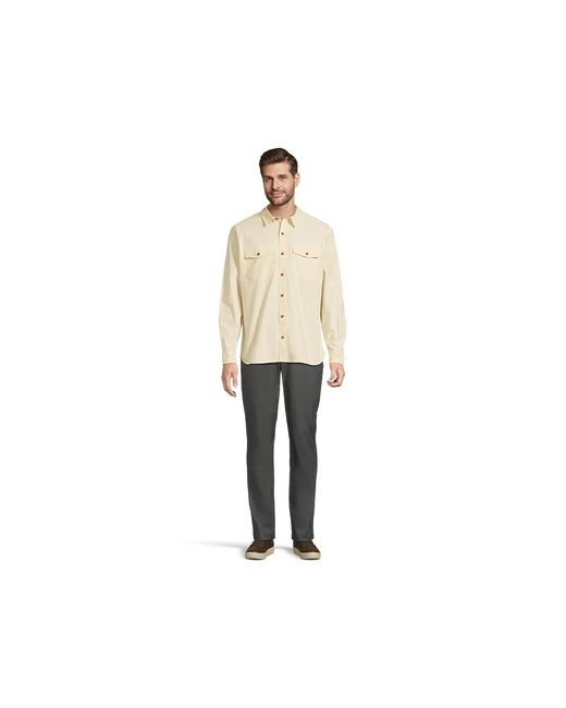 L.L. Bean White Riverton Ripstop Shirt Long Sleeve Traditional Fit Clothing, Chambray/Cotton/Spandex for men