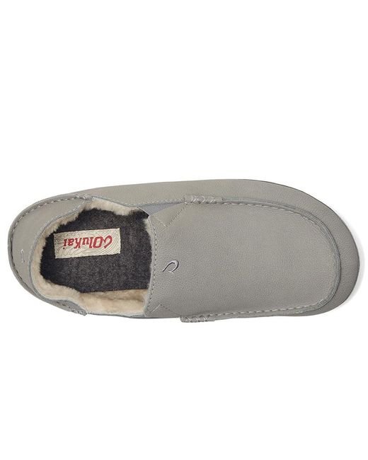 Olukai Brown Moloa Slipper Slippers Sharkskin/Sharkskin 9 D for men