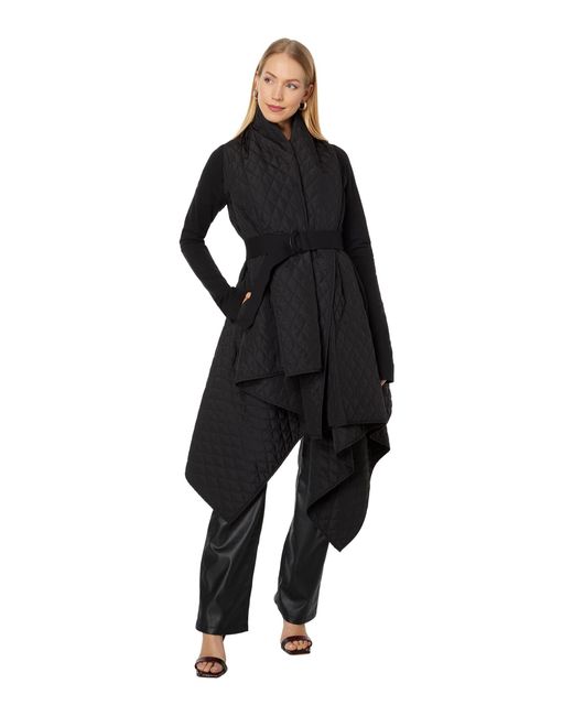 Norma Kamali Quilted Blanket Coat in Black | Lyst