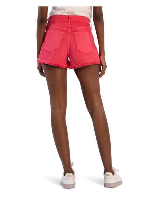 Kut From The Kloth Red Jane High-rise Shorts W/ Fray Hem
