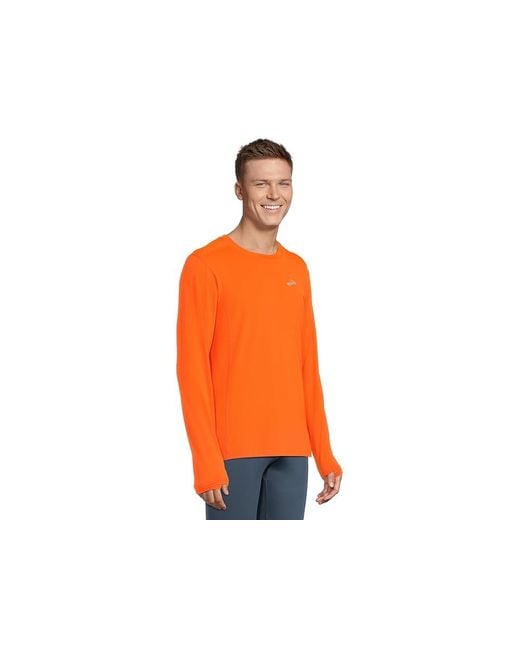 Brooks Orange Atmosphere Long Sleeve 3.0 T Shirt, Polyester/Spandex for men
