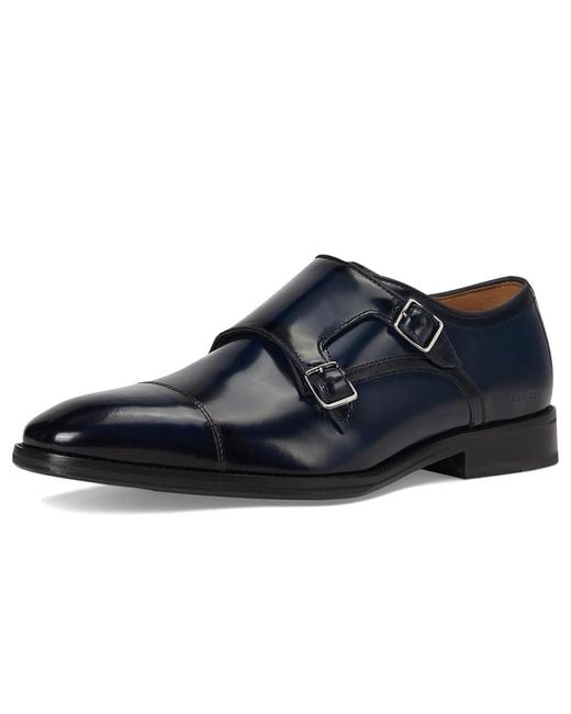 Johnston & Murphy Blue Sullivan Double Buckle Cap Toe Shoes 13 M (D) Leather for men
