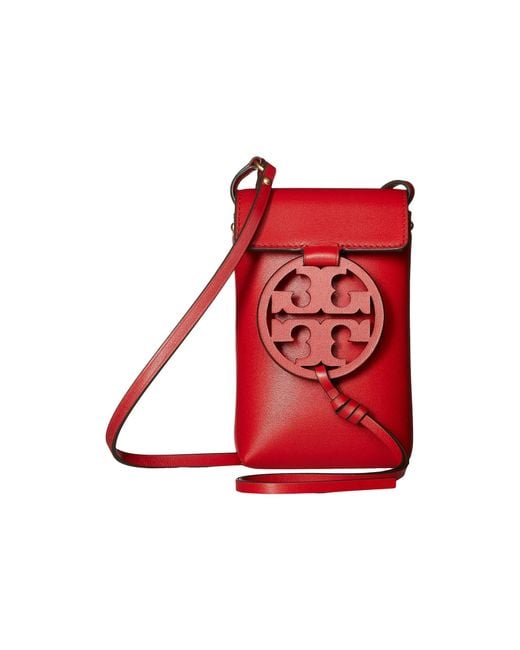 Tory Burch Red Miller Phone Crossbody (aged Camello) Cross Body Handbags
