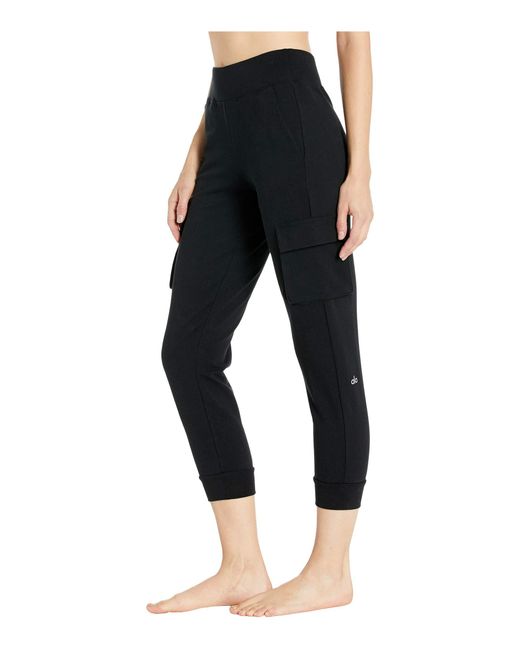 Alo Yoga Cotton 7/8 Highwaist Cargo Sweatpants in Black Lyst