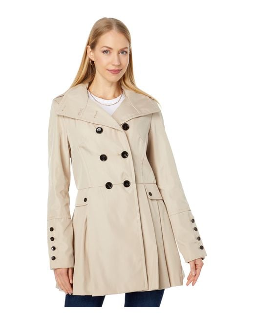 Calvin Klein Natural Double Breasted Skirted Raincoat