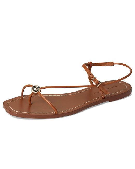 Loeffler Randall Brown Lara Strappy Flat Sandals With Ball Wedge Shoes 9.5 B
