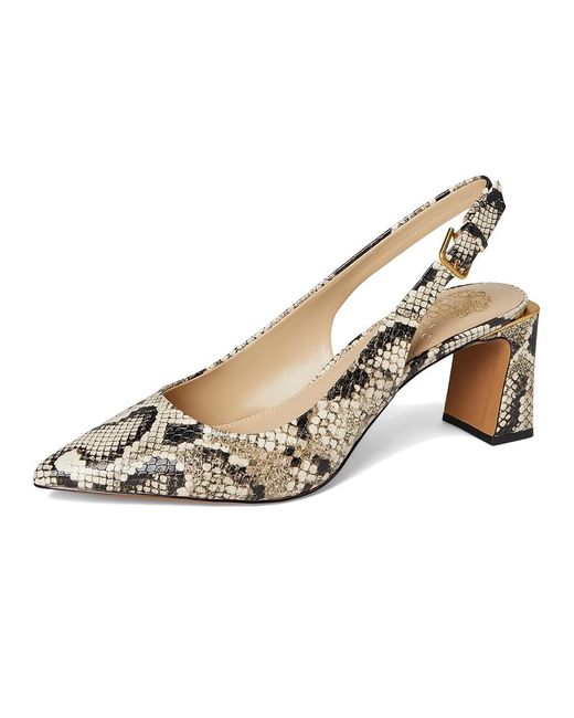 Vince Camuto Multicolor Hamden Buckle Slingback Pumps High Heels/Cream, Leather/Rubber