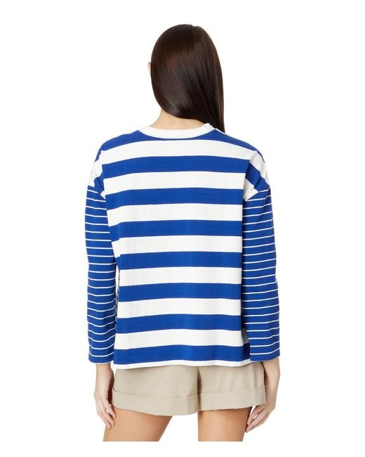 Madewell Blue Easy Long-sleeve Rugby Tee In Contrasting Stripe
