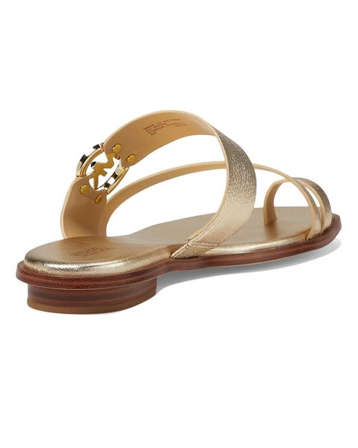 MICHAEL Michael Kors Metallic Vera Flat Thong Sandals, Leather/Rubber