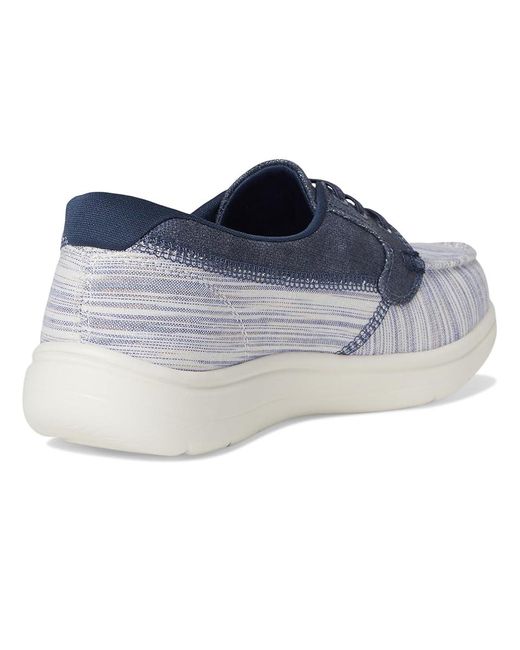 Skechers Blue On-The-Go Flex Radiant Striped Metallic Canvas Boat Shoe Flat Shoes 8 B