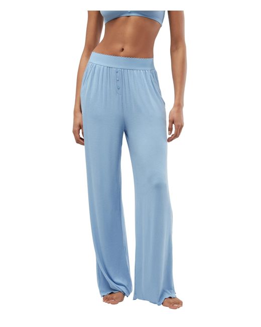 We Wore What Blue Scalloped Elastic Pants