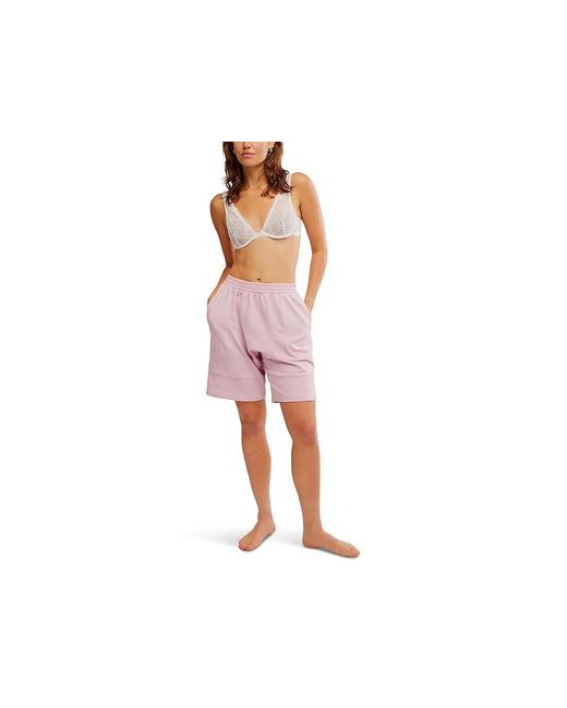 Free People Black Dont Wait Up Shorts Pajama Sets, Cotton/Elastane/Polyester