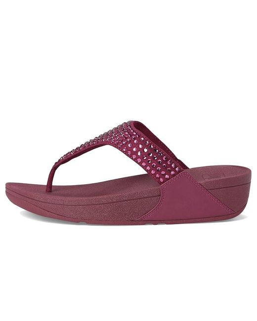 Fitflop Purple Lulu Maxi-Crystal Toe-Post Sandals Wedge Shoes 5 M (B) Synthetic