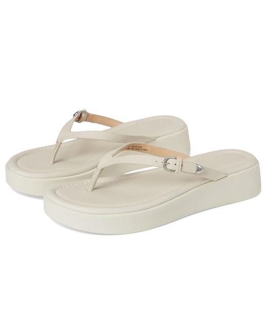 Frye White Maya Buckle Thong Sandals Wedge Shoes 10 B