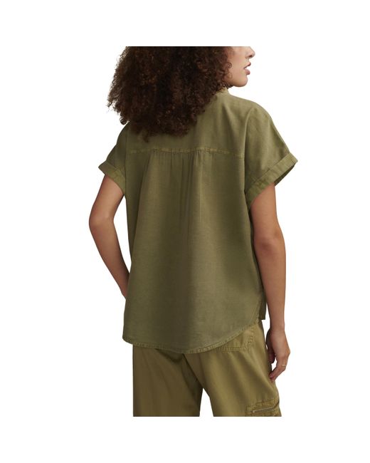 Lucky Brand Green Linen Short Sleeve Shirt
