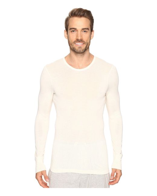 Hanro Woolen Silk Long Sleeve Shirt in White for Men - Lyst