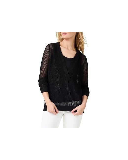 NIC+ZOE Black Mesh Stitch Sweater ( Onyx) Clothing