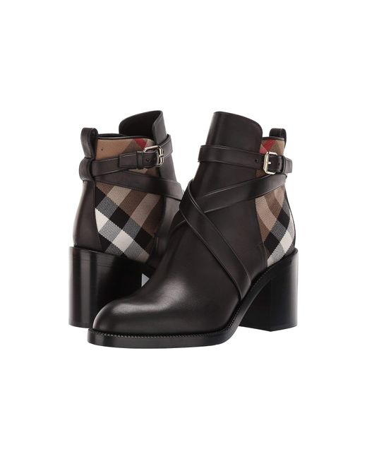 Burberry Black Pryle Check And Leather Booties