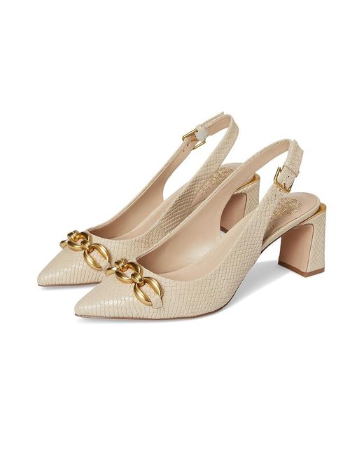 Vince Camuto Natural Hamden Chain Link Slingback Pumps Shoes, Leather