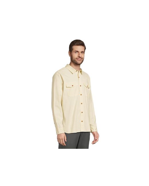 L.L. Bean White Riverton Ripstop Shirt Long Sleeve Traditional Fit Clothing, Chambray/Cotton/Spandex for men