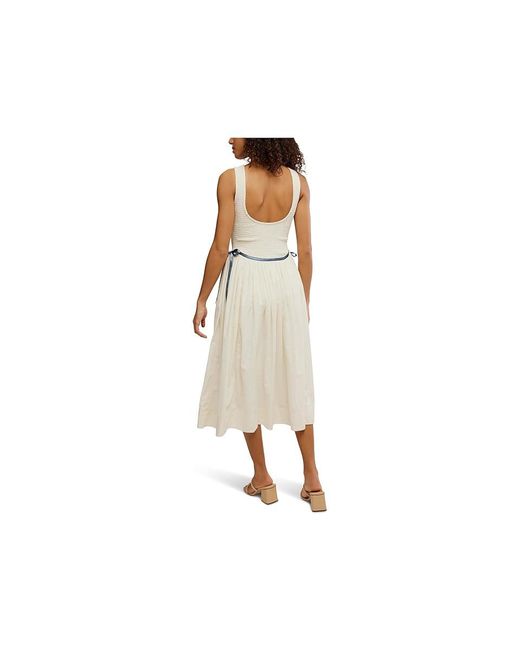 Free People Black Nightingale Solid Midi Dress Sm 4-6) Nylon/Viscose