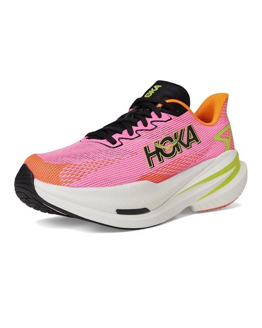 Hoka One One Green Mach X 3 Running Shoes Neon Rose/Neon Tangerine 6.5 B