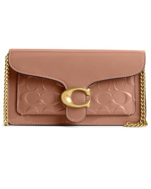 COACH Brown Tabby Chain Clutch In Signature Leather