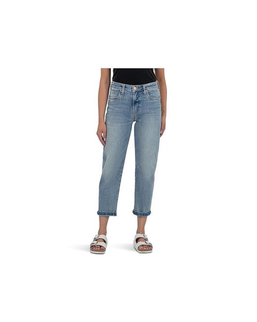 Kut From The Kloth Black Petite Sienna Baggy Boyfriend Crop Roll Up Reg Hem Jeans, Cotton/Denim/Polyester