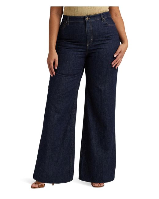 Lauren by Ralph Lauren Blue Plus-size Mid-rise Wide-leg Jeans