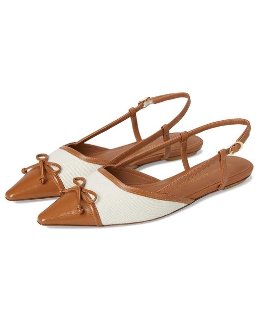Stuart Weitzman Brown Kitty Slingback Shoes Linen/Hazel, Leather