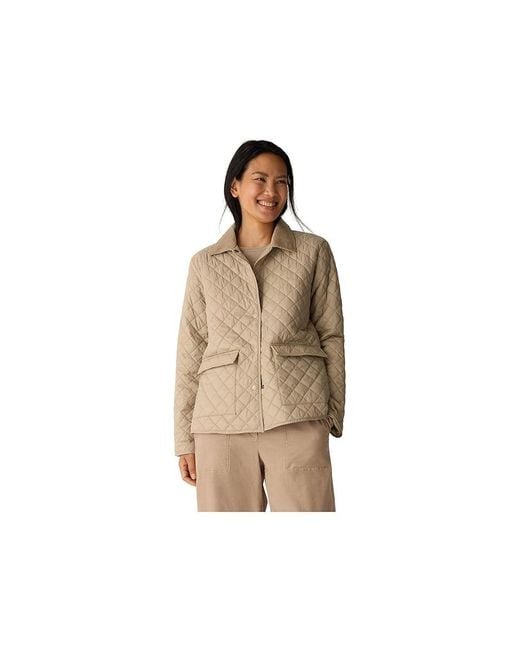 Eileen Fisher Natural Eggshell Recycled Nylon Quilted Jacket Jacket