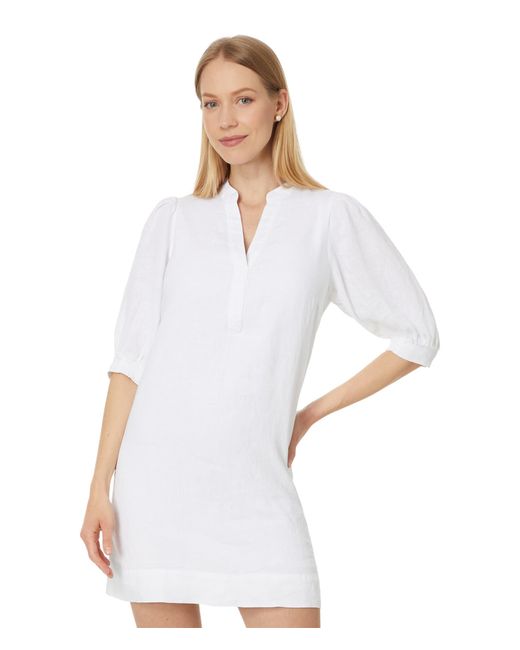 Lilly Pulitzer White Mialeigh Elbow Sleeve Linen