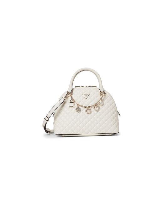 Guess White Everlee Dome Satchel Satchel Handbags, Polyurethane