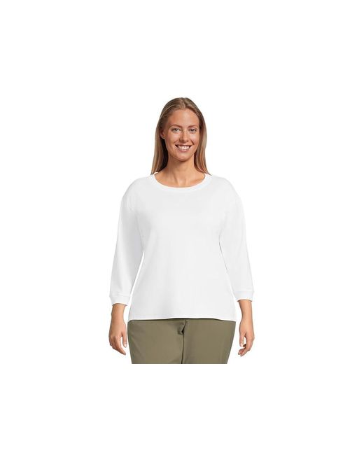 Mod-o-doc White 3/4 Sleeve Hi-Lo Tunic With Side Slits Sweater Md (Us 8-10) Cotton/Spandex