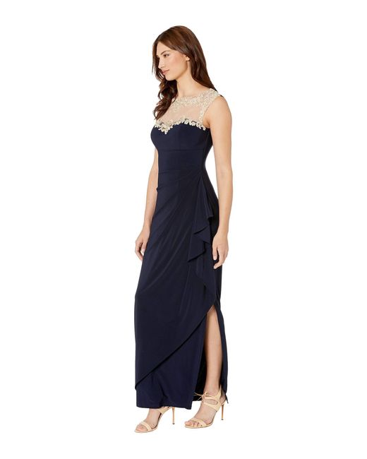 alex evenings side ruched embellished cuff gown