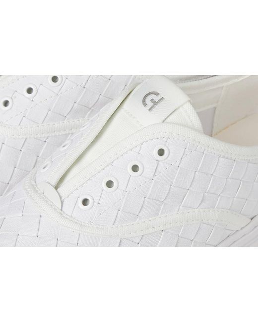 Cole Haan White Grandpro Harbor Sneakers Shoes Woven Canvas/Leather/ 7.5 C