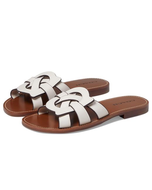 COACH Issa Leather Sandal in Black | Lyst