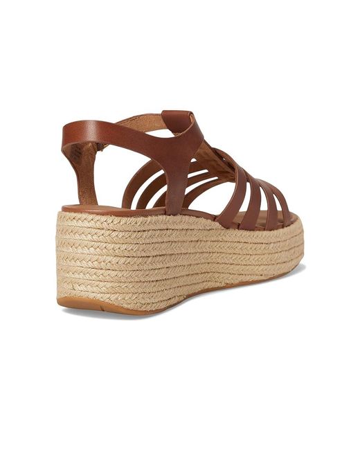 Fitflop Brown Platfforms Espadrille Leather Fisherman Wedge Sandals Wedge Shoes 8 M (B)