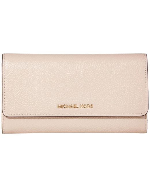 Michael Kors Michael Pebble Leather Trifold Wallet in Pink | Lyst