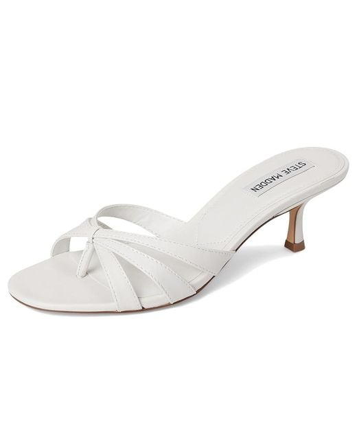 Steve Madden White Cary Sandals, Leather/Rubber