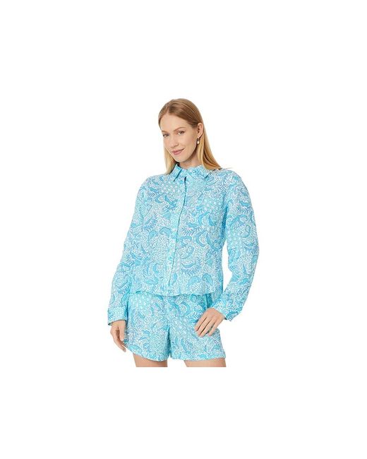 Lilly Pulitzer Blue Coralynn Button-Down (Resort Goombay Grooves) Clothing