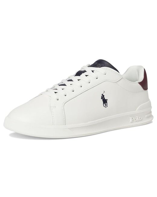 Polo Ralph Lauren White Heritage Court Ii Nappa Leather Sneakers Shoes Off- /Wine 12 D for men