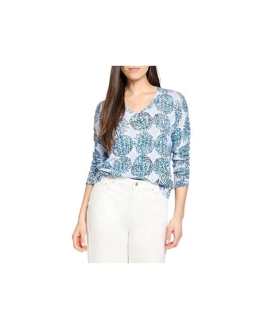 NIC+ZOE Blue Sand Dollar Supersoft Sweater Sweater Lg (Us 12-14) Cotton/Nylon
