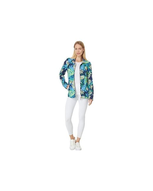Lilly Pulitzer Blue Leona Upf 50+ Zip-Up Clothing, Spandex/Modal/Cotton