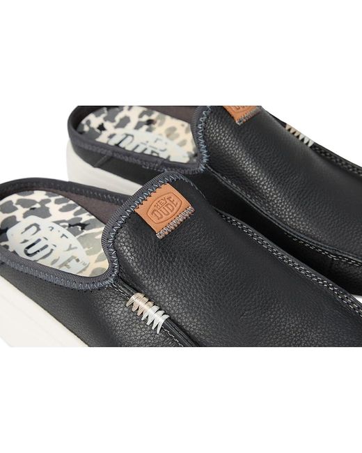 HeyDude Black Austin Lift Leather Shoes