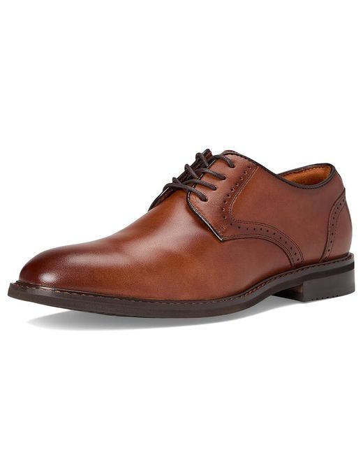 Stacy Adams Brown Benson Plain Toe Lace-Up Shoes, Leather for men