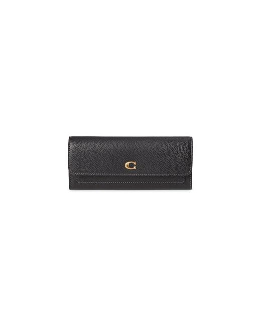 COACH Black Mila Long Flap Wallet Wallet Handbags, Leather